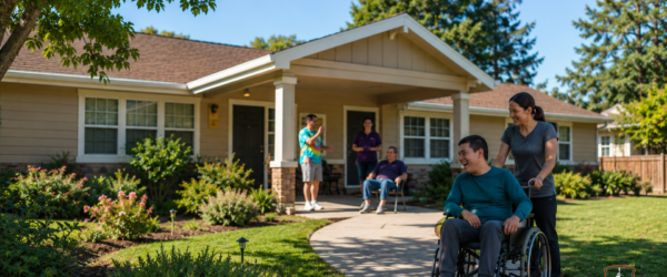 California IDD residential care home with clients and staff, representing proactive risk management for growing residential care providers.